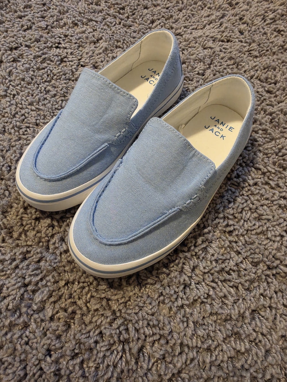 Janie and Jack Light Blue Canvas Slip-On Moccasins